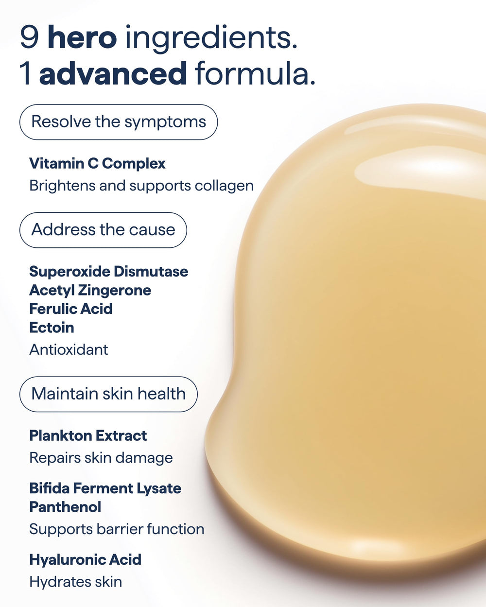 Remedy Science serum on hand illustrating spreadability and quick absorption benefit