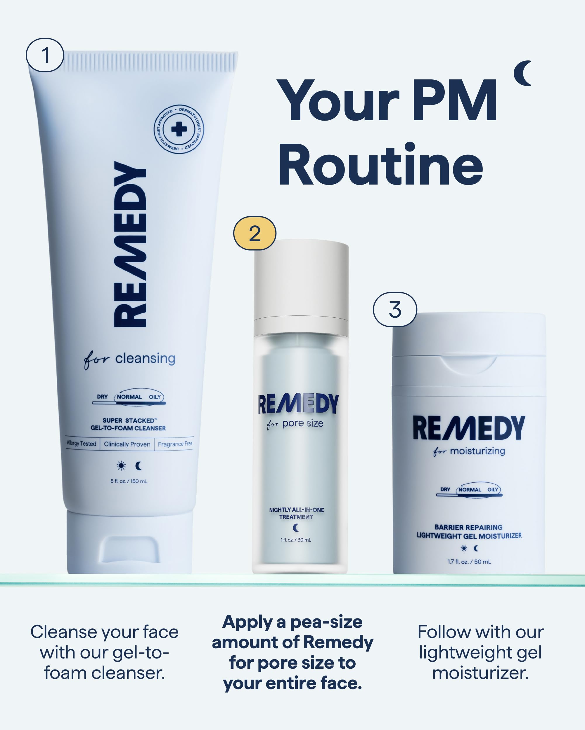 Remedy Science lifestyle bathroom shelf scene showing easy integration into nightly routine