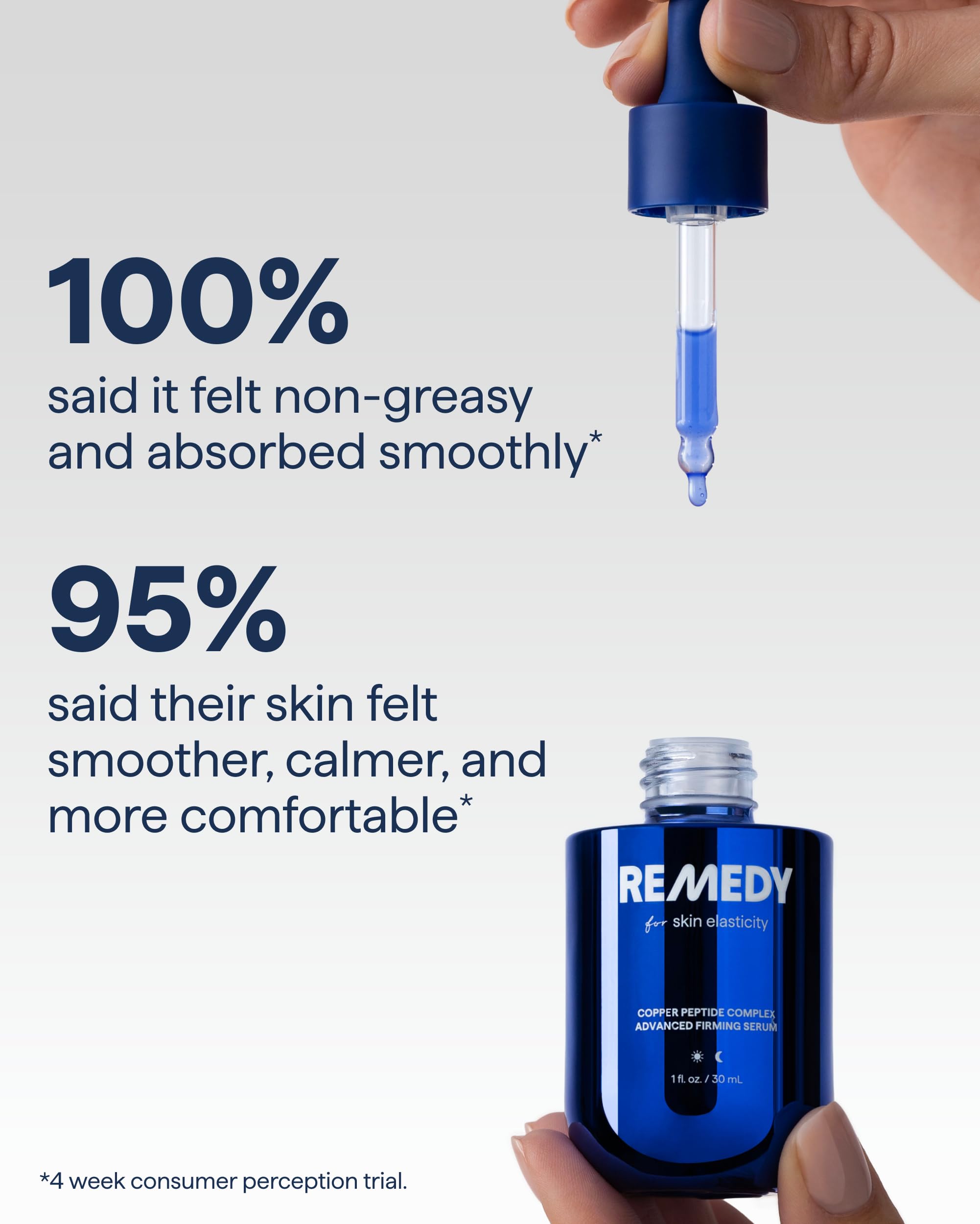 Remedy Science serum texture close-up showing lightweight finish for quick absorption