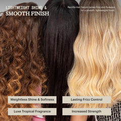 Remilia Hair being applied to damp hair offering smoother, frizz-controlled finish