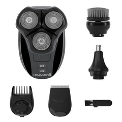 Remington Balder front view showing compact shaver and accessories for versatile grooming