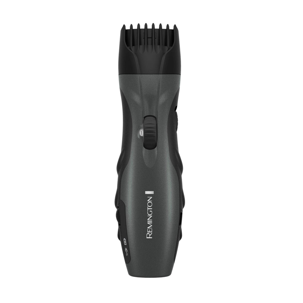 Remington front view trimmer showing ergonomic body and cordless benefit