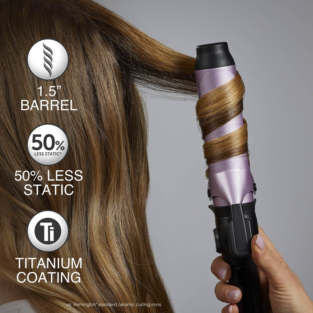 Remington ceramic barrel close-up highlighting smooth surface for even heat and shine