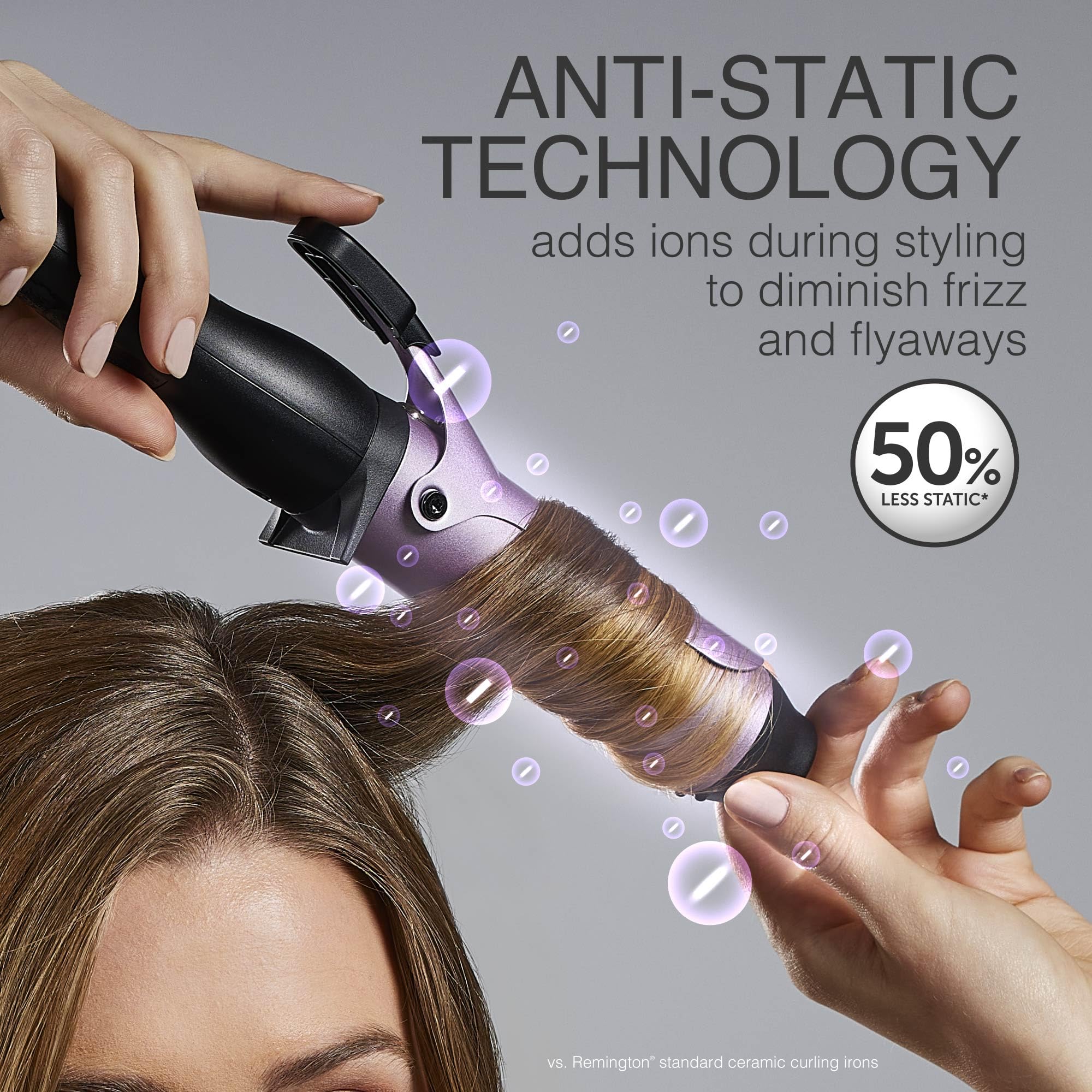 Remington cool tip and clip detail for safe handling and secure curling