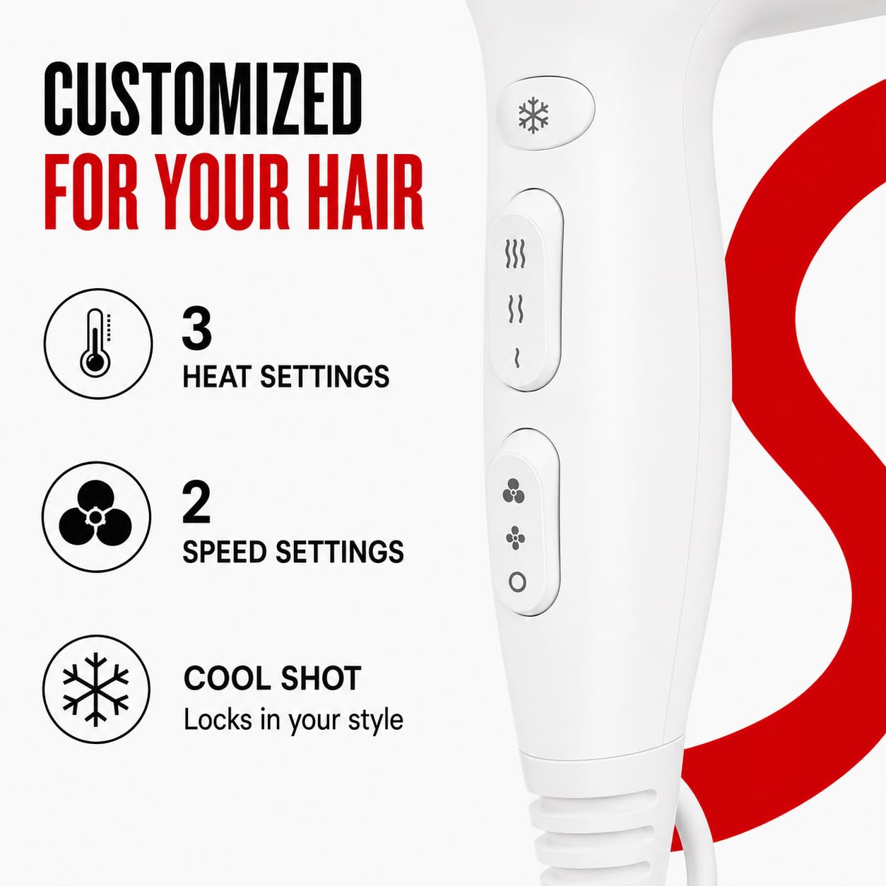 Remington dryer controls and buttons visible for customizable heat and speed