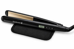 Remington front view of flat iron showing slim 1" plates and sleek body, practical styling