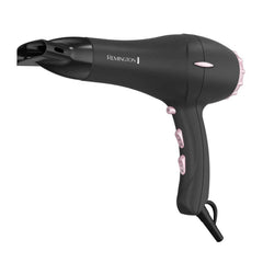 Remington dryer front view showing sleek design and fast drying benefit