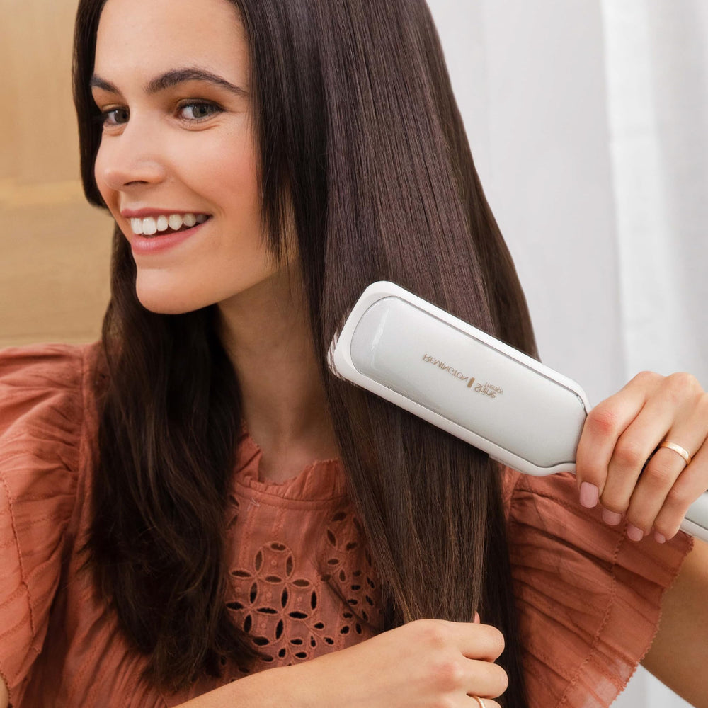 Remington straightener held in hand showing size and portability benefit