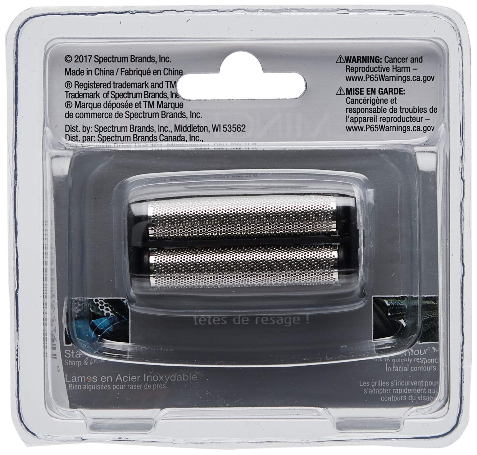 Remington SPF-PF73 foil close-up highlighting stainless steel cutters and flexible foils