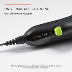 Remington Ultrastyle USB charging cable beside shaver showing universal charging benefit