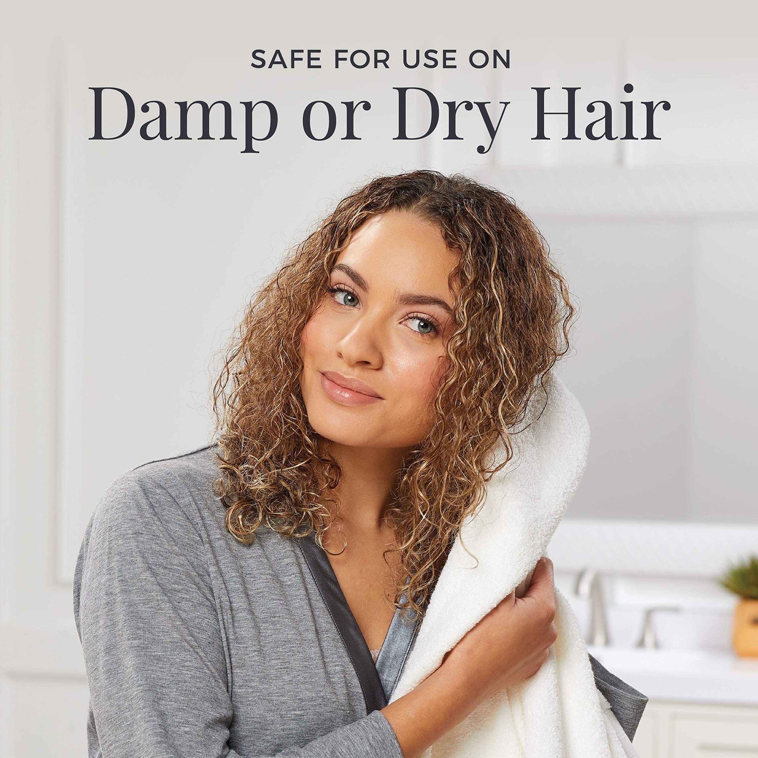 Remington styling damp hair demo showing faster damp-to-sleek styling benefit