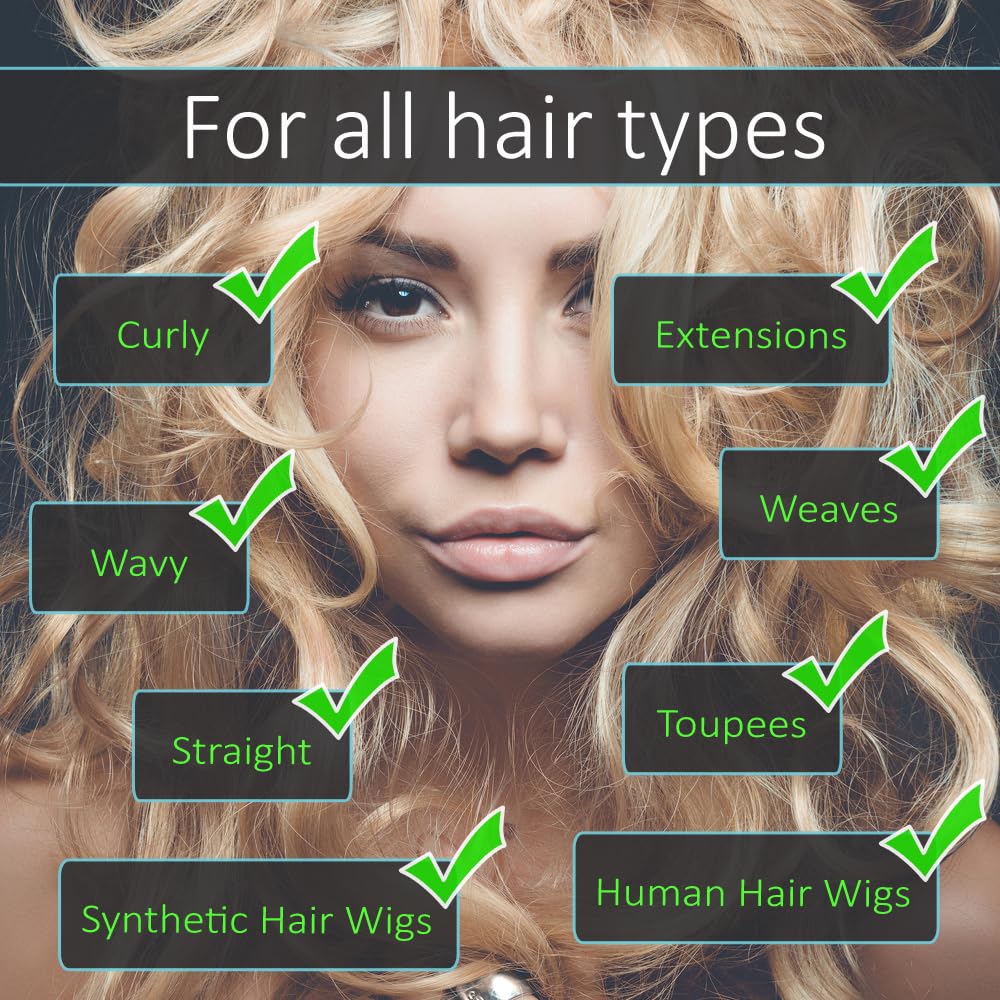 RemySoft brush displayed on wig stand demonstrating gentle care for hairpieces