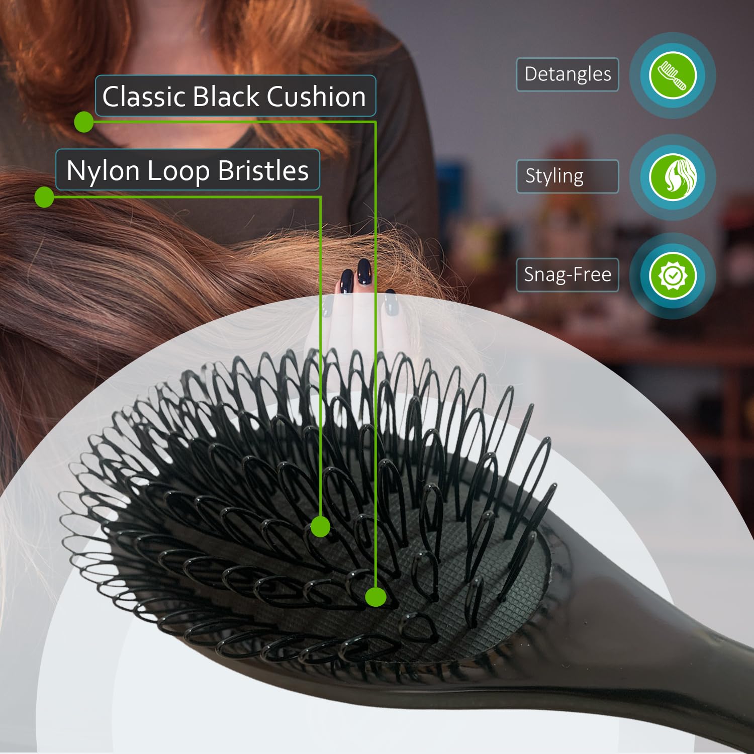 RemySoft close-up of black cushion pad protecting wig bases and extension bonds