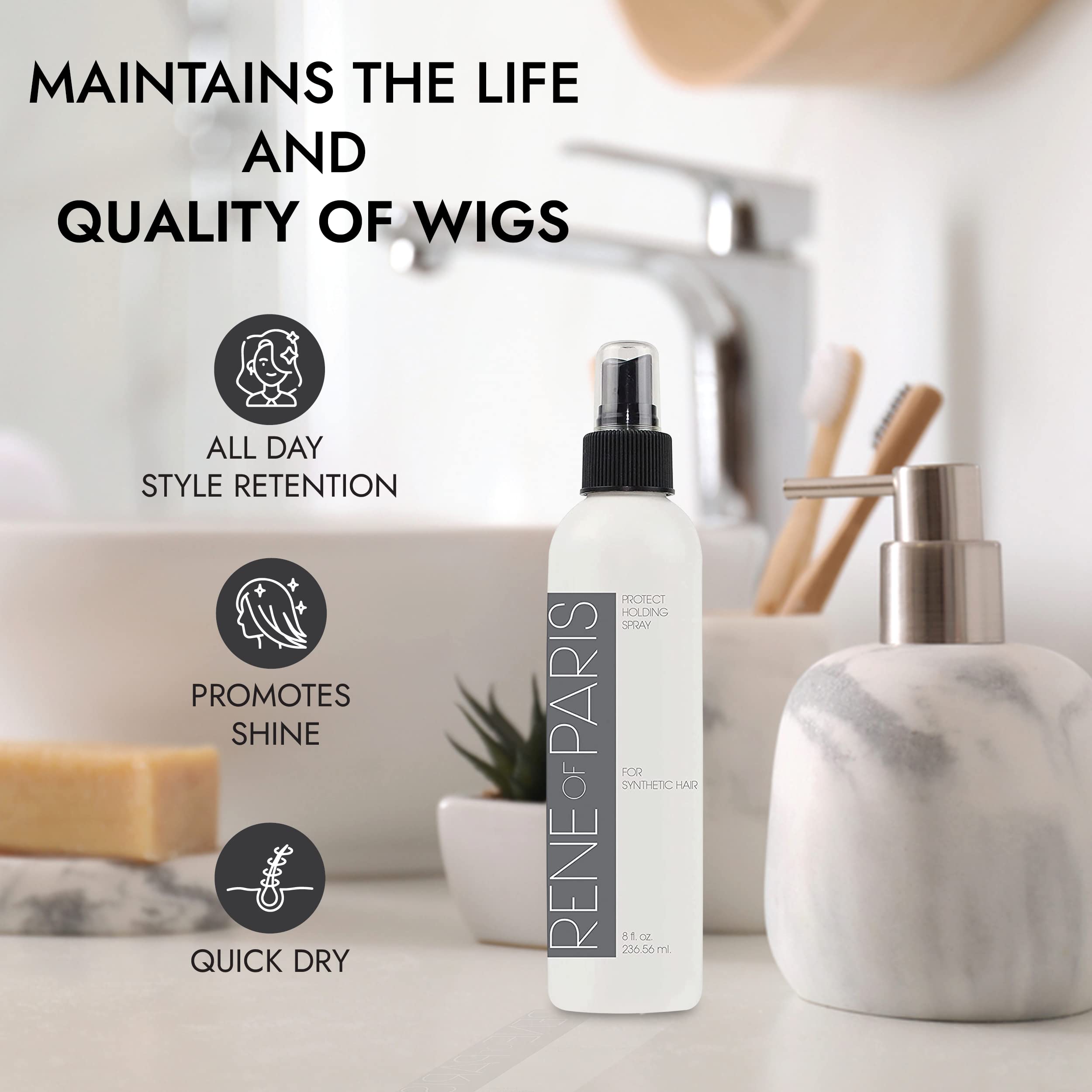 Rene of Paris used outdoors on a wig for all-day hold and confidence