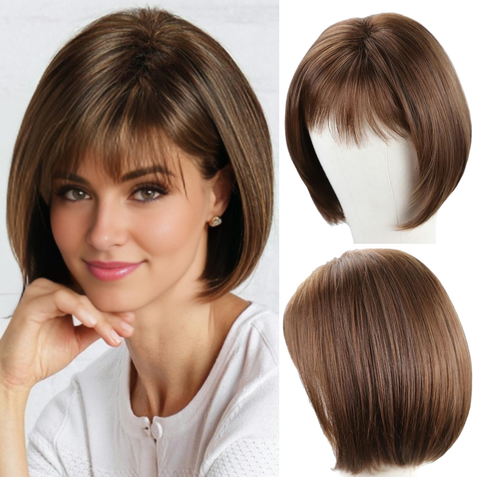 RENERSHOW front view brown bob wig showing flattering cut and natural finish