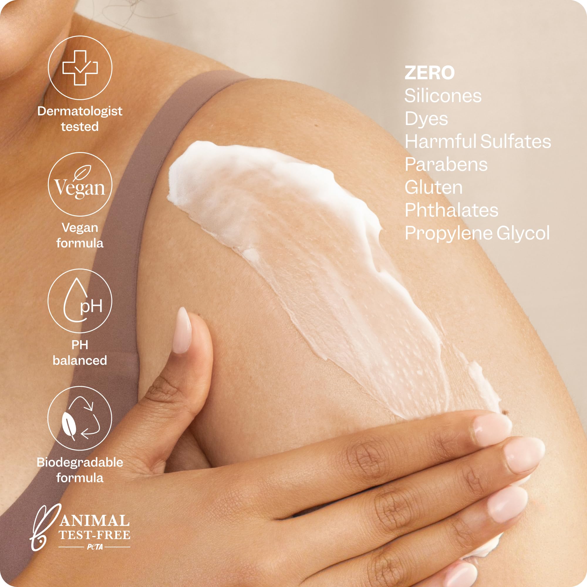 RENPURE applying lotion to hands illustrating immediate moisture and comfort benefit