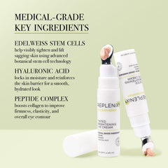 Replenix application demo patting tinted eye cream under eye for brightening