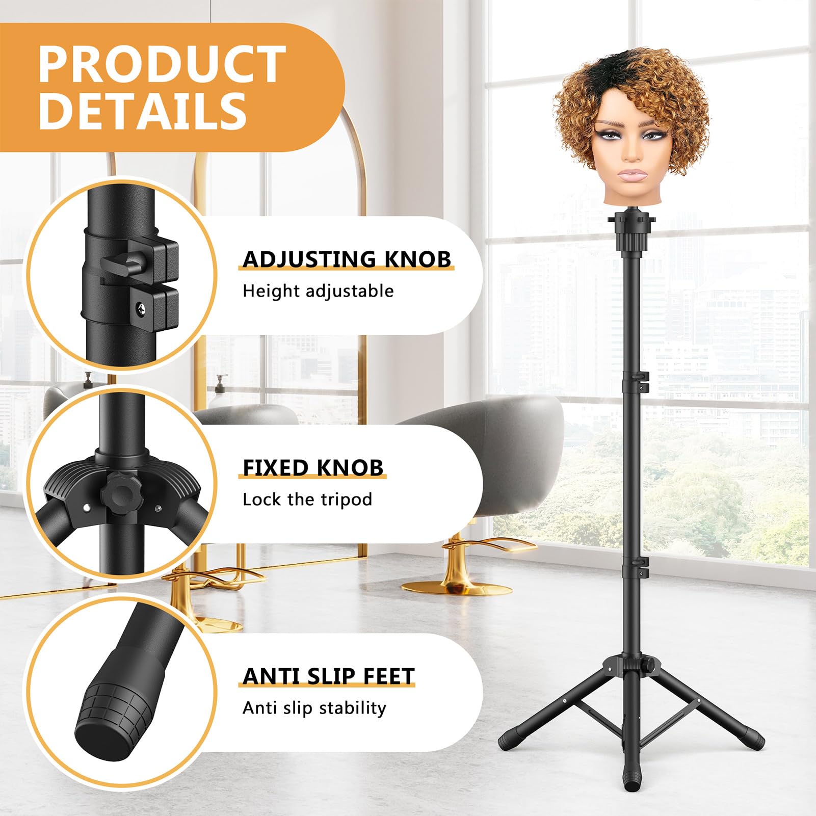 Retbtnm accessories display with wig cap clips and T-pins to start styling immediately