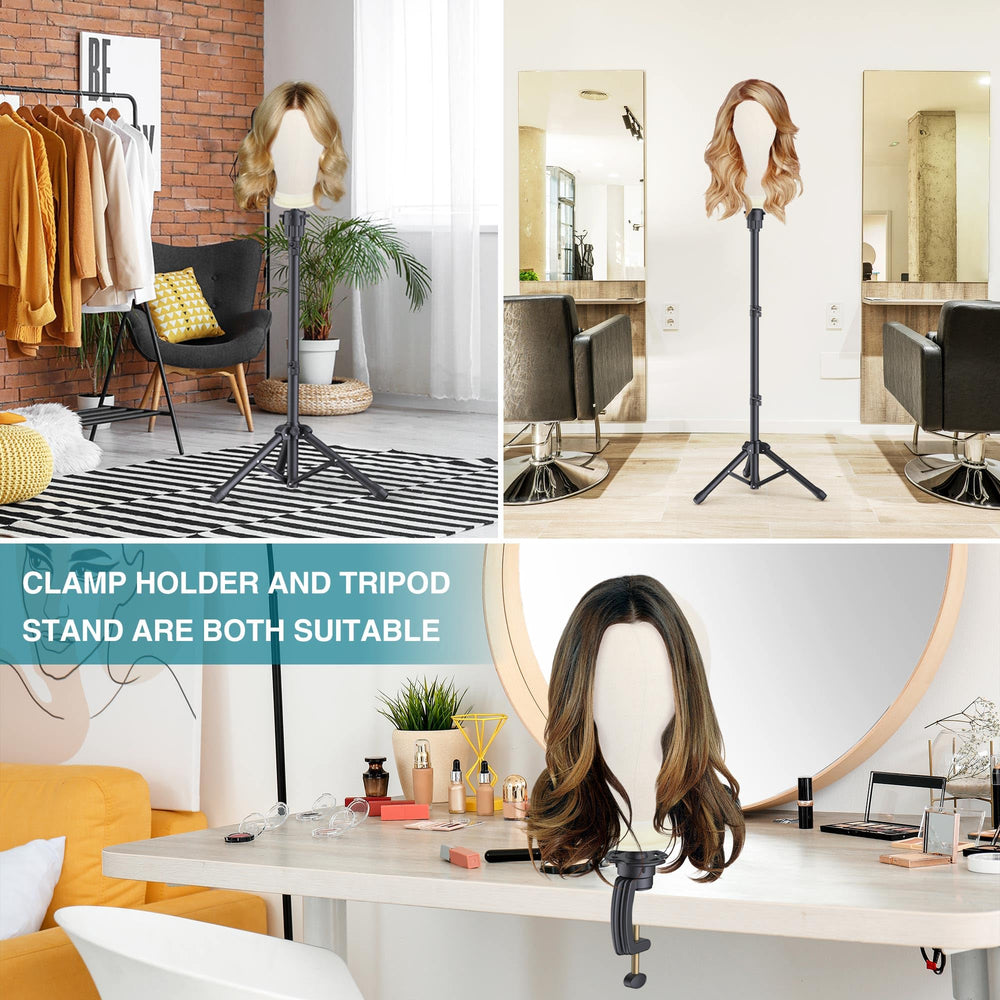 Retbtnm styling session with wig mounted showing hands-free convenience
