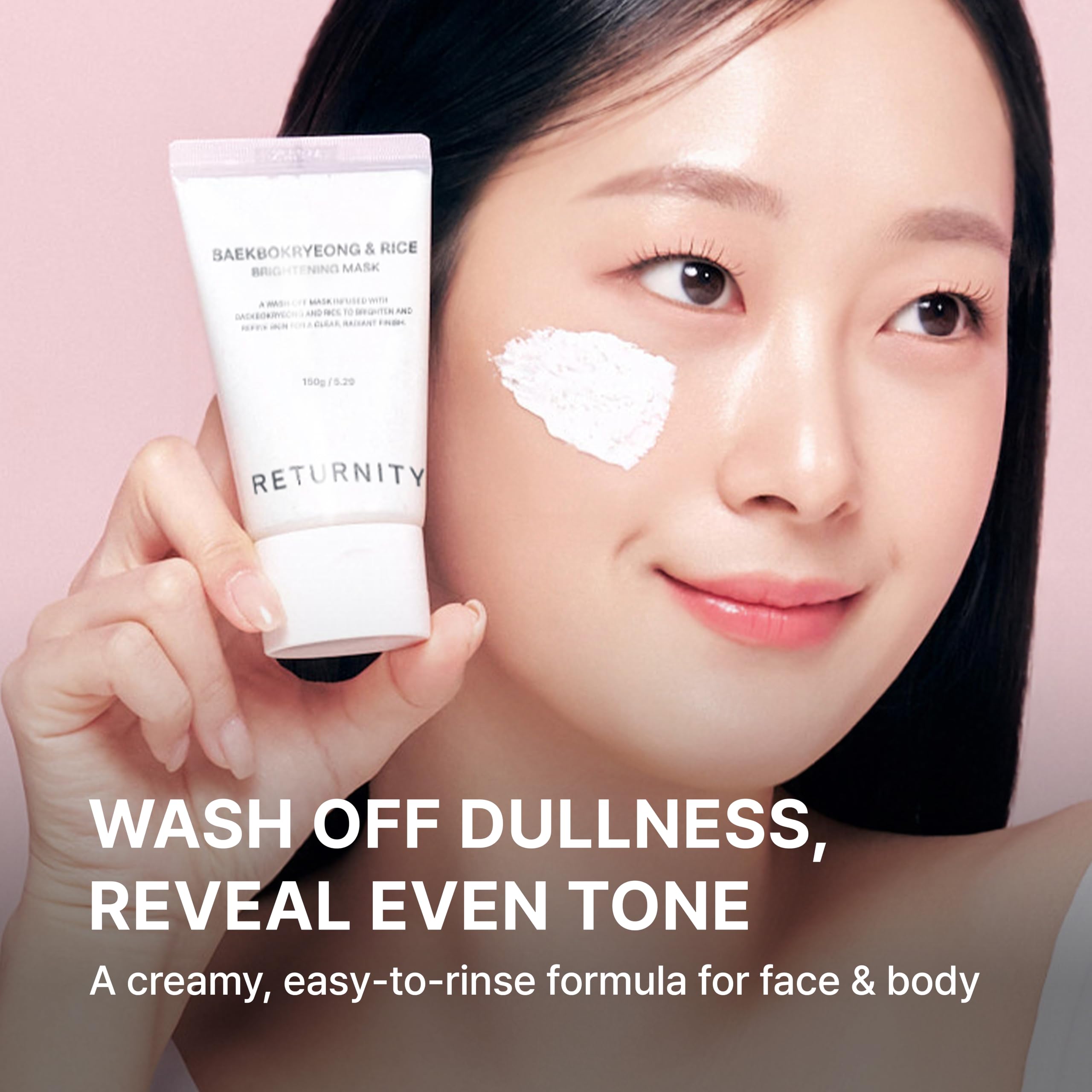 RETURNITY cream texture close-up showing smooth rice-infused formula