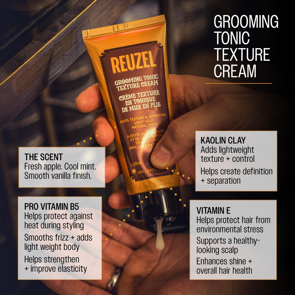 REUZEL before and after comparison showing added texture and natural shine