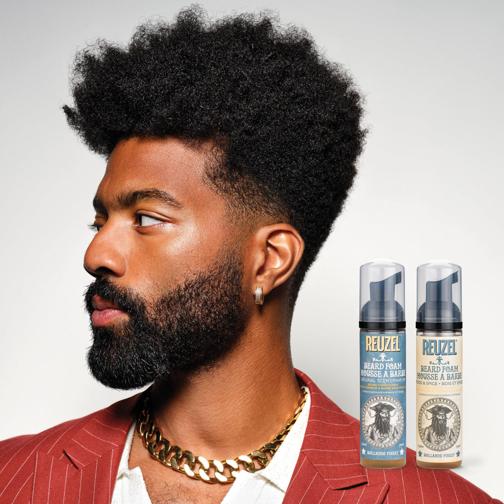 REUZEL before and after beard comparison shows softer groomed benefit