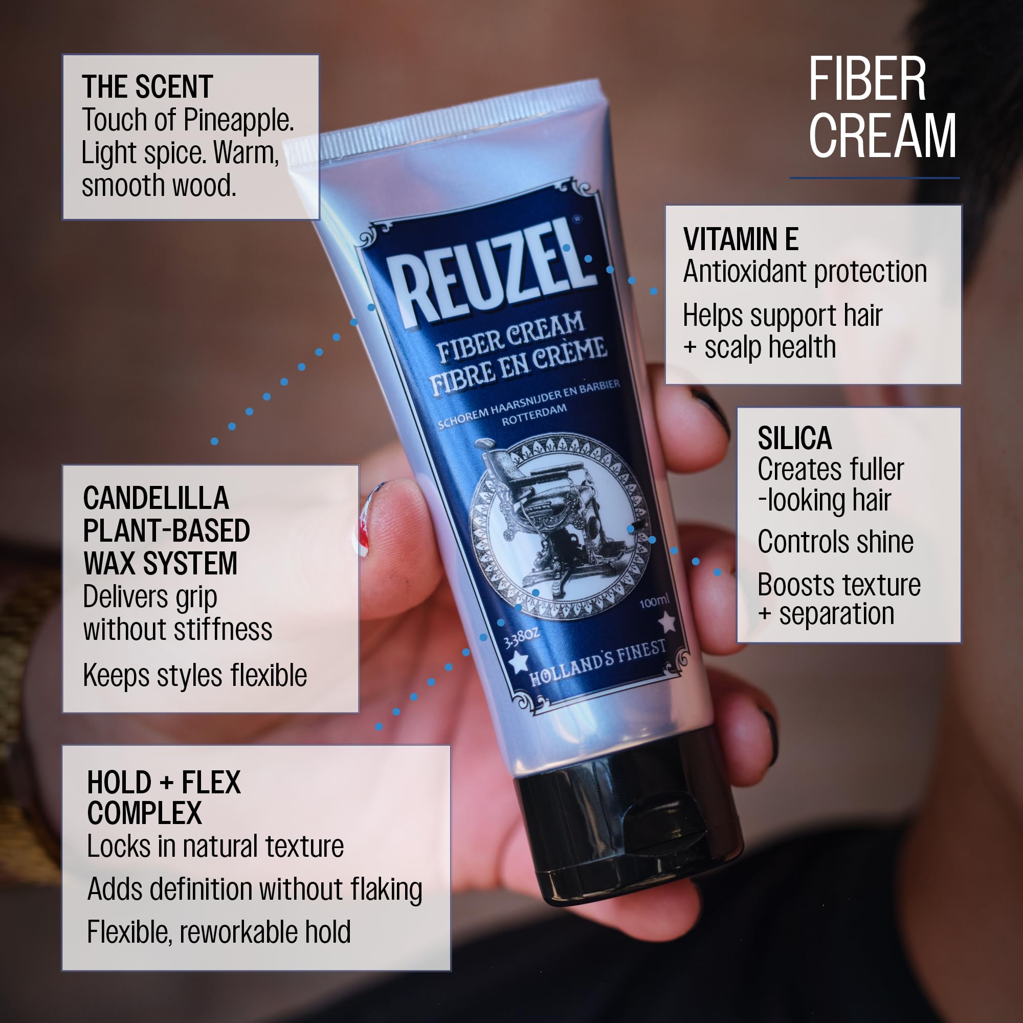 REUZEL cream beside ruler for 3.38 oz size comparison and portability