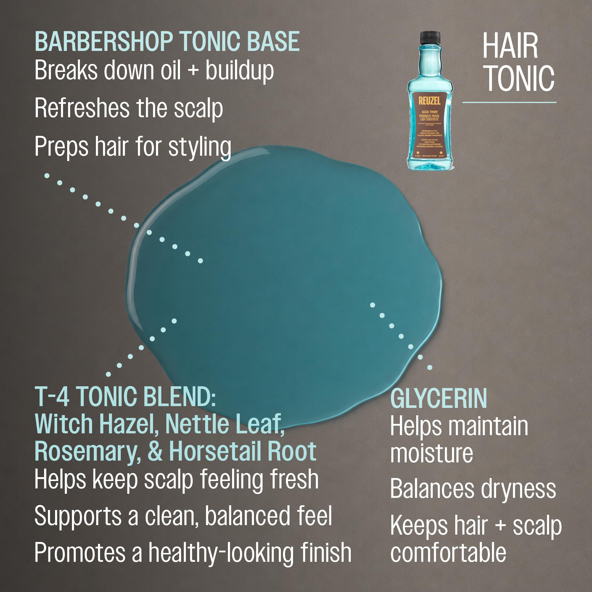 REUZEL close-up of tonic texture highlighting non-greasy formula