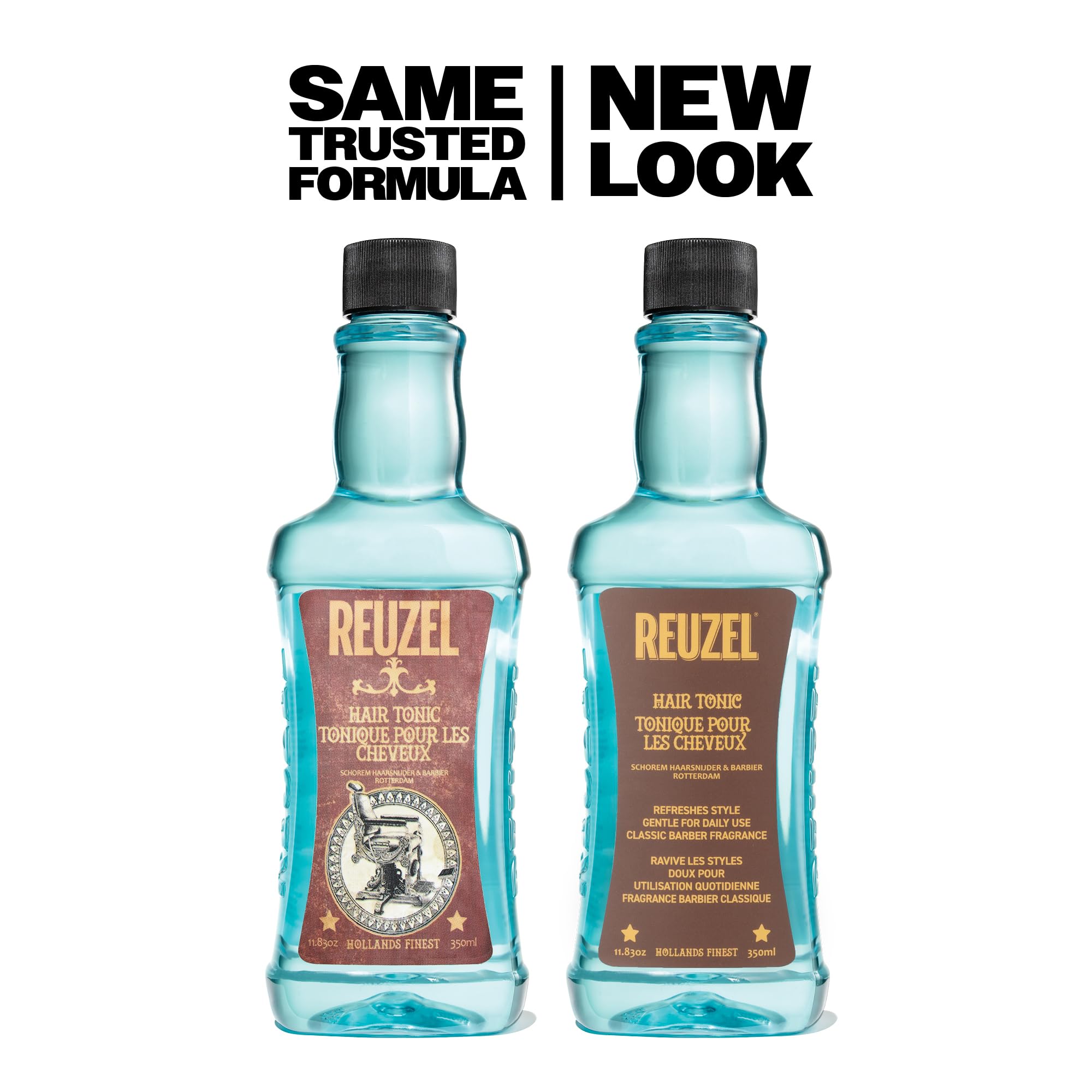 REUZEL before and after styled hair showing refreshed manageable finish