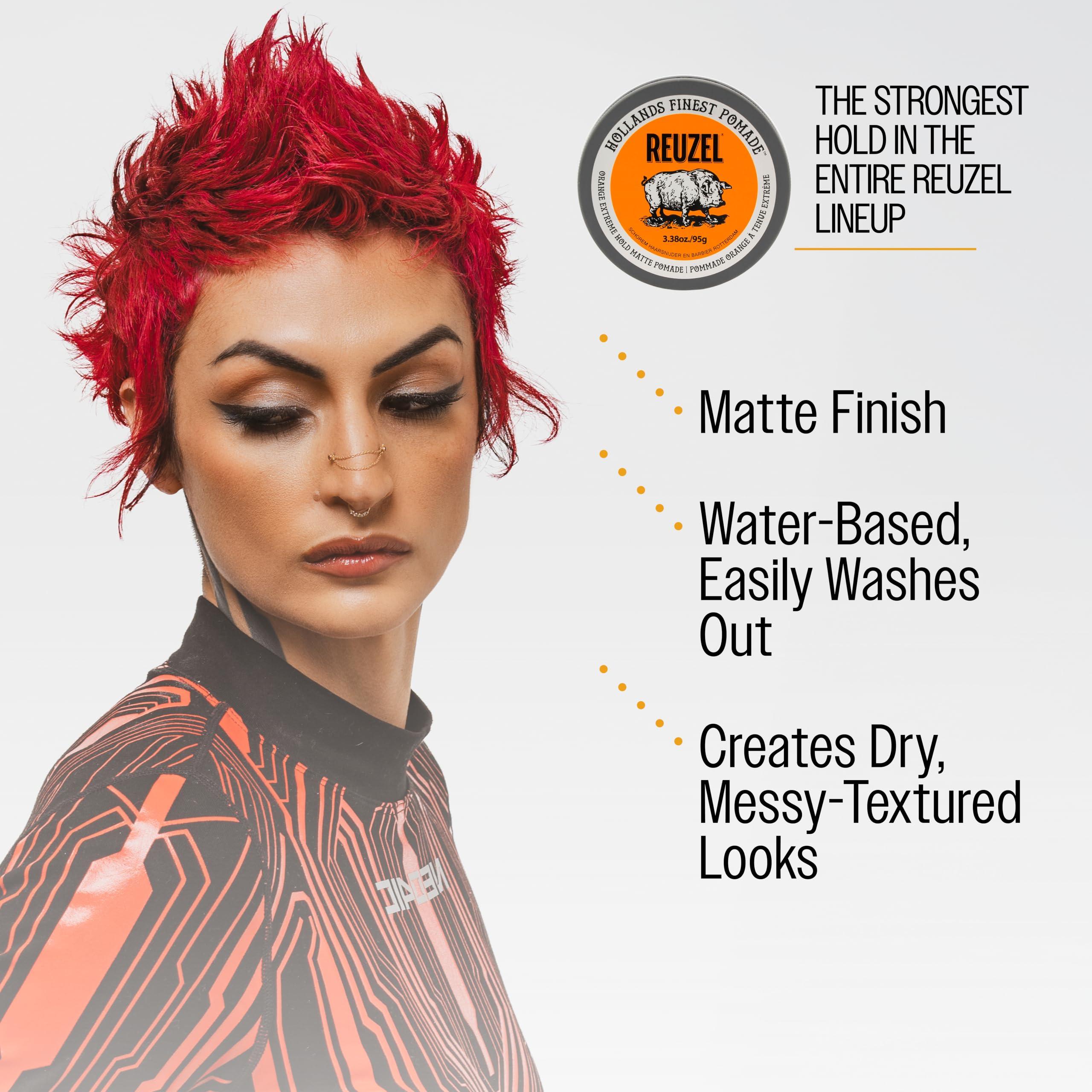REUZEL lifestyle at barber station showing professional styling result