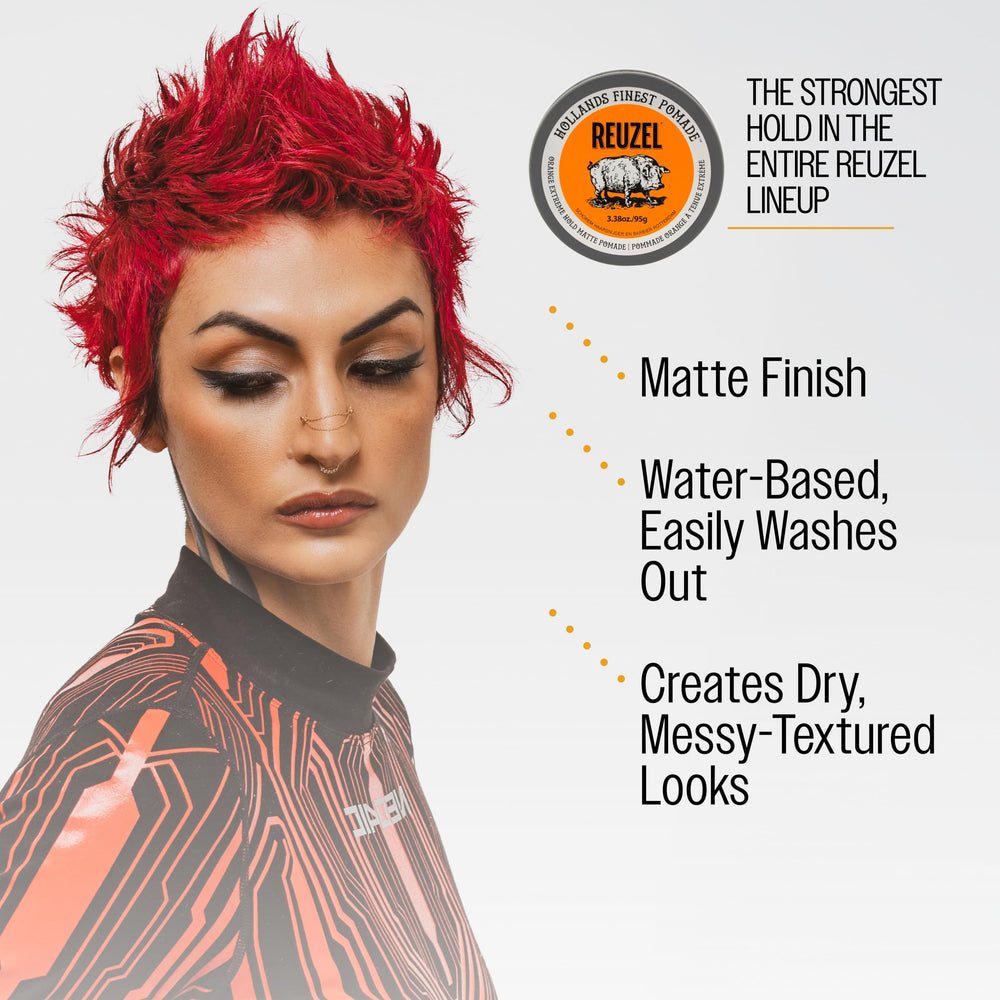 REUZEL lifestyle at barber station showing professional styling result