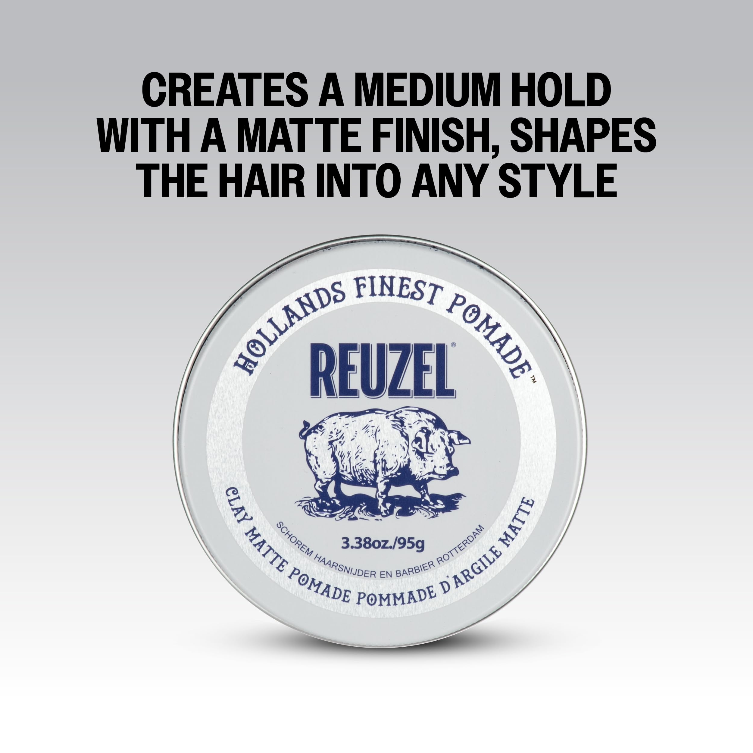 REUZEL styled hair side profile showing matte texture and natural volume