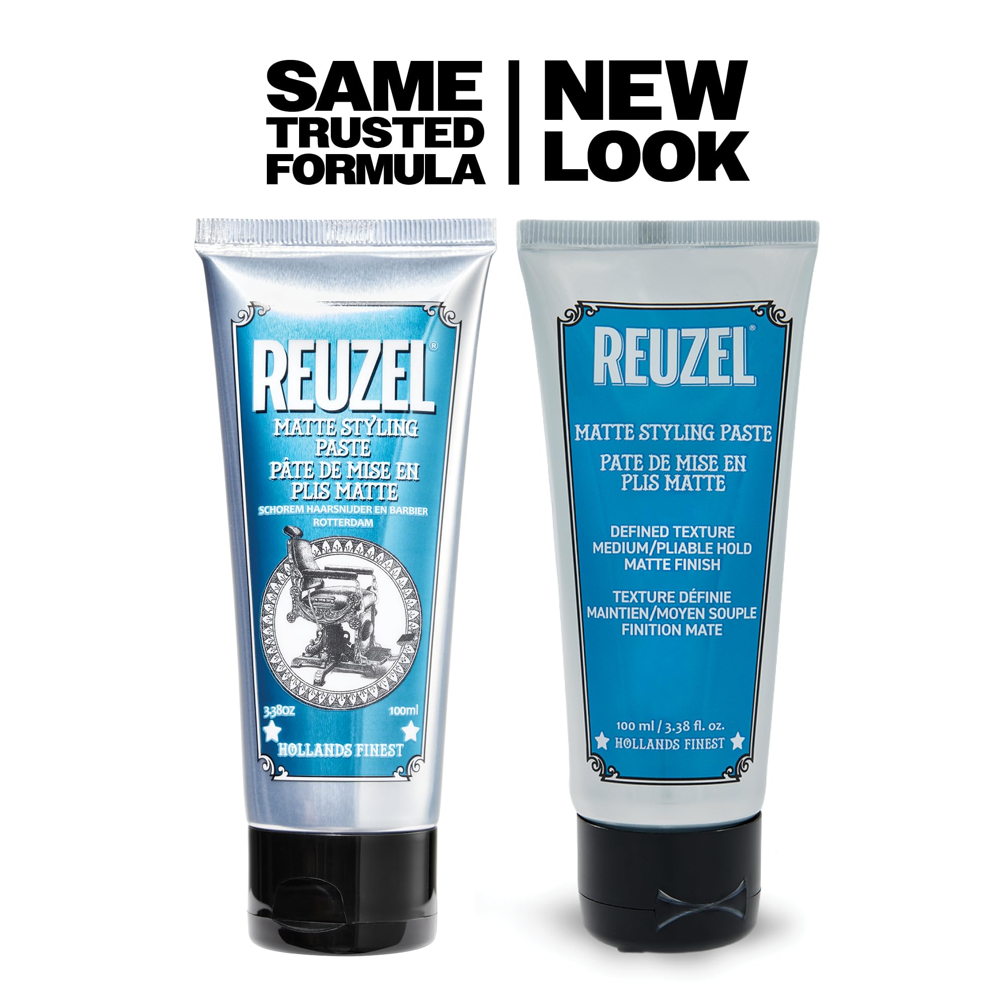 REUZEL on bathroom shelf with grooming tools showing everyday use