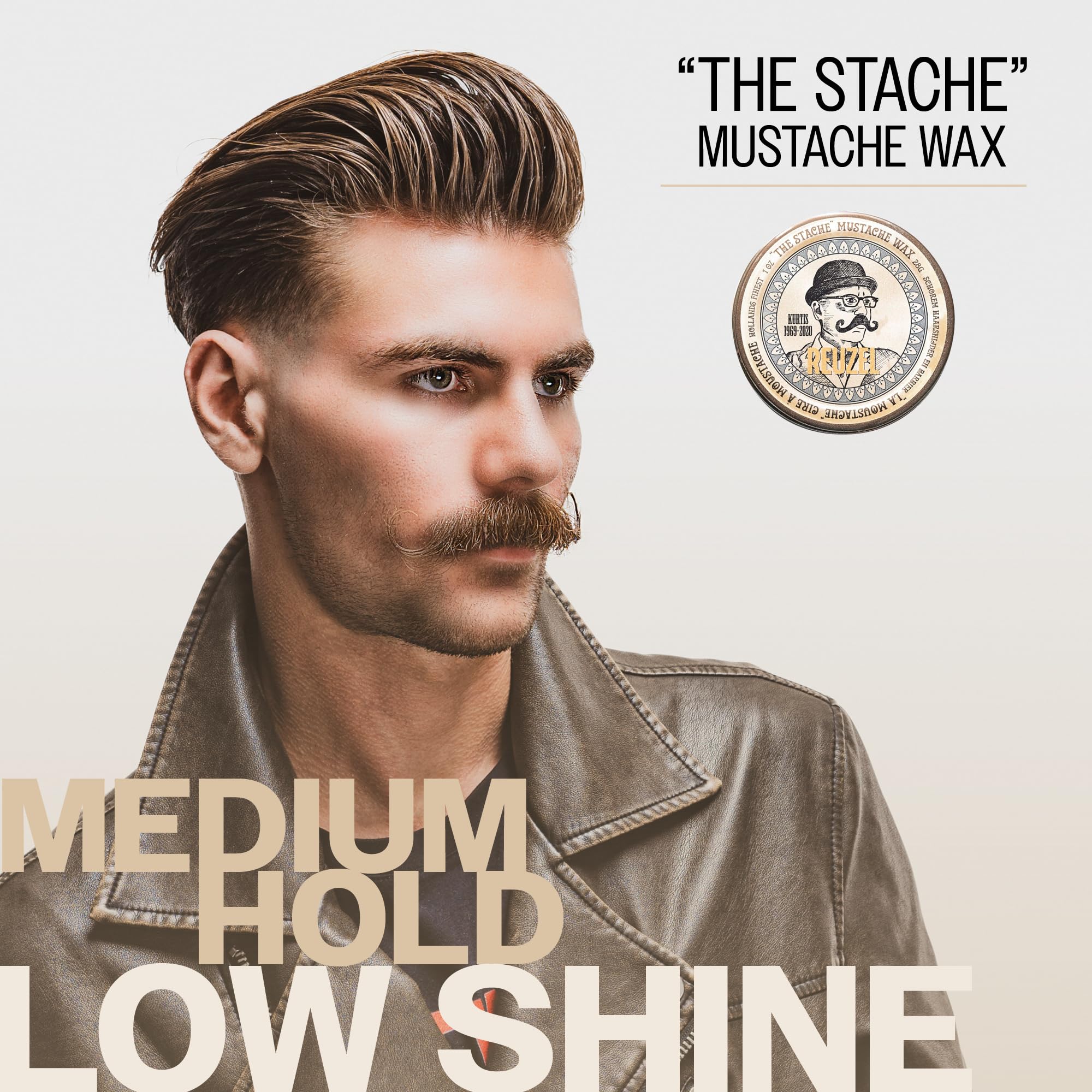 REUZEL mustache wax open texture closeup demonstrating smooth application benefit