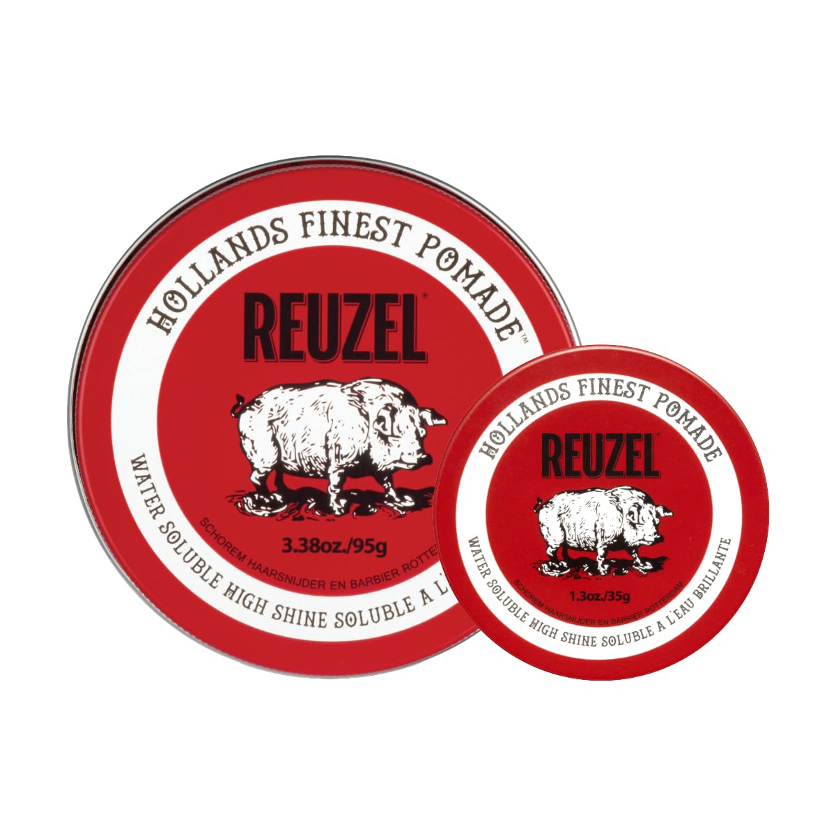 REUZEL Red pomade front packaging showing product and benefit: durable hold