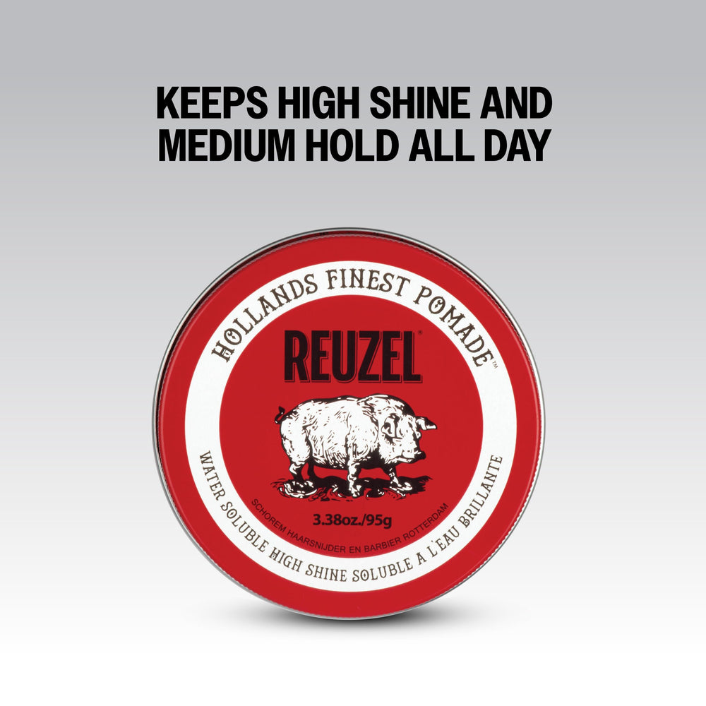 REUZEL Red pomade label closeup showing ingredients and easy washout