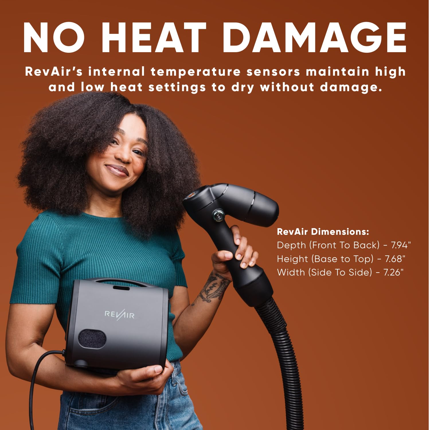 REVAIR in use on curly hair section demonstrating reduced styling time