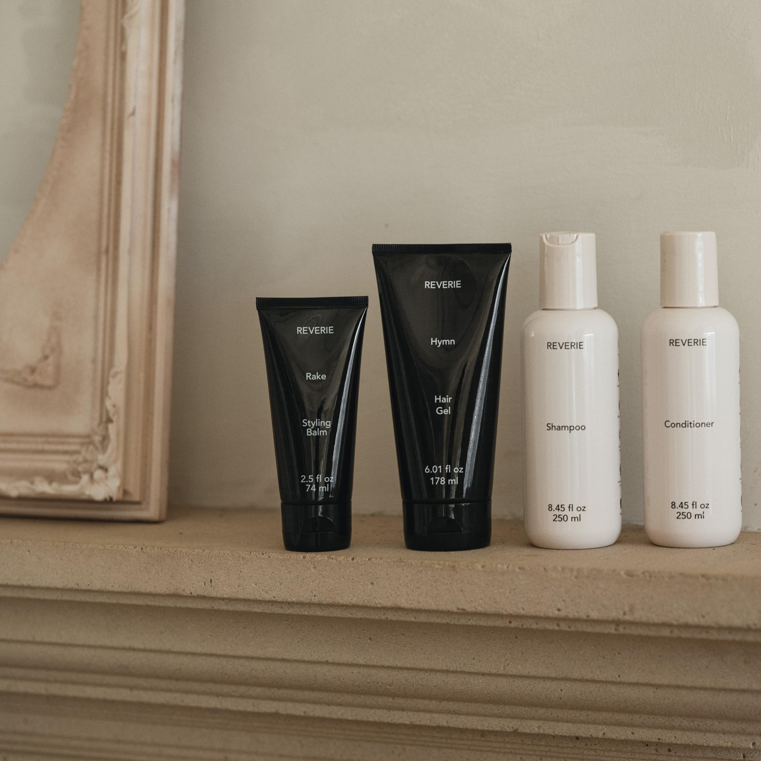 REVERIE rake on a vanity with other tools illustrating everyday styling convenience