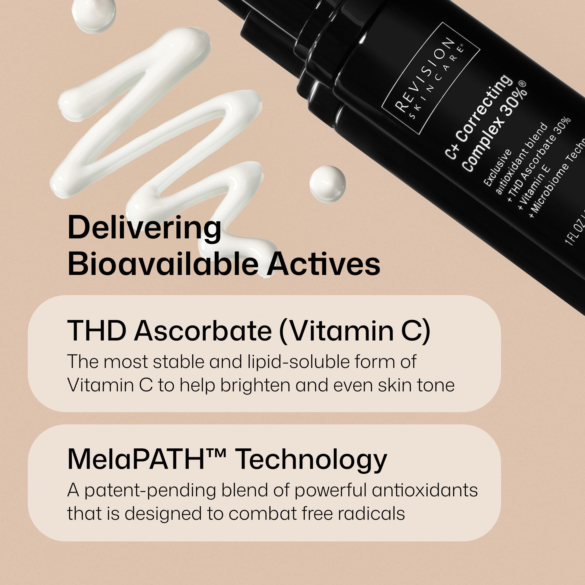 Revision Skincare ingredient visual for THD ascorbate emphasizing potent antioxidant benefit