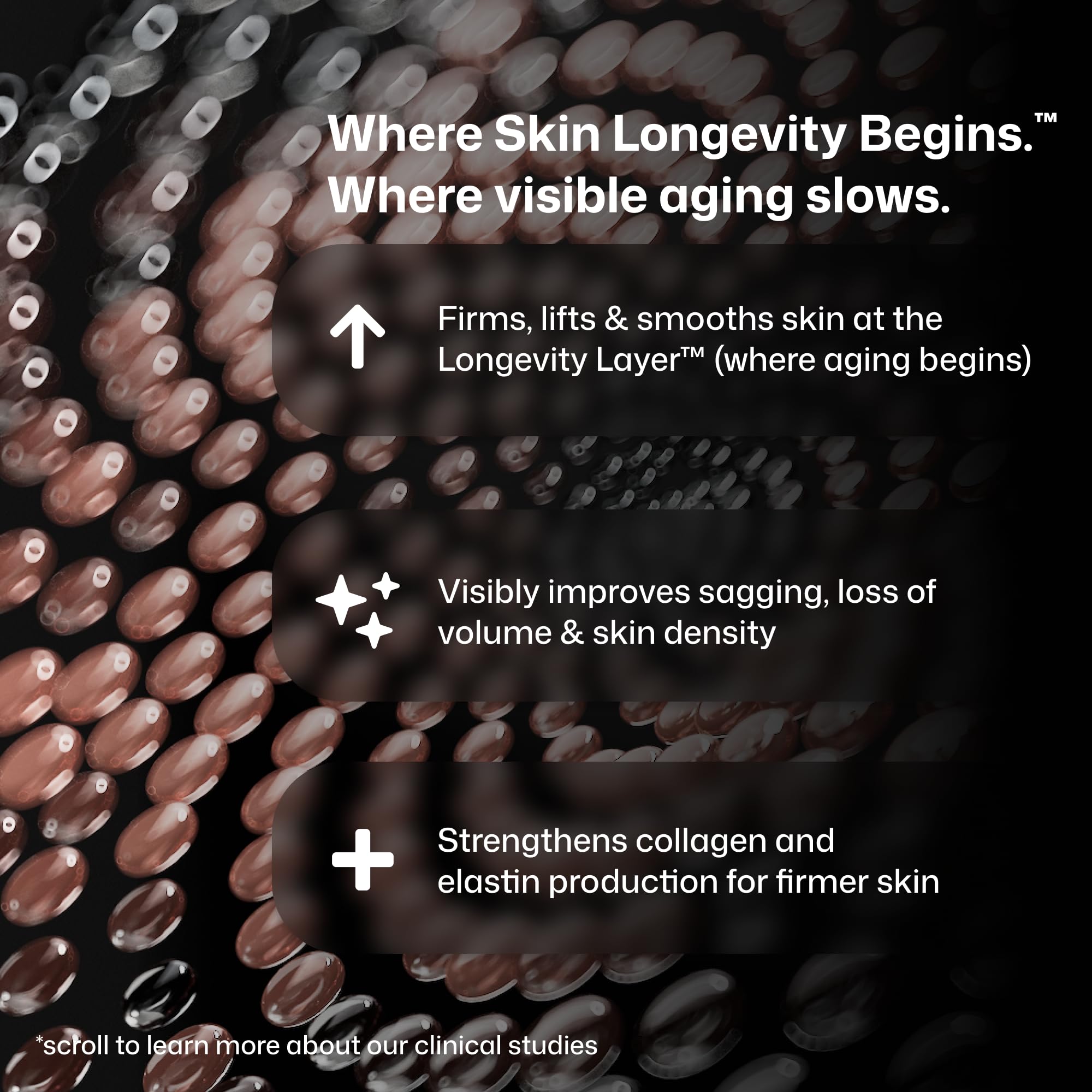Revision Skincare peptide ingredient visual emphasizing firming benefit