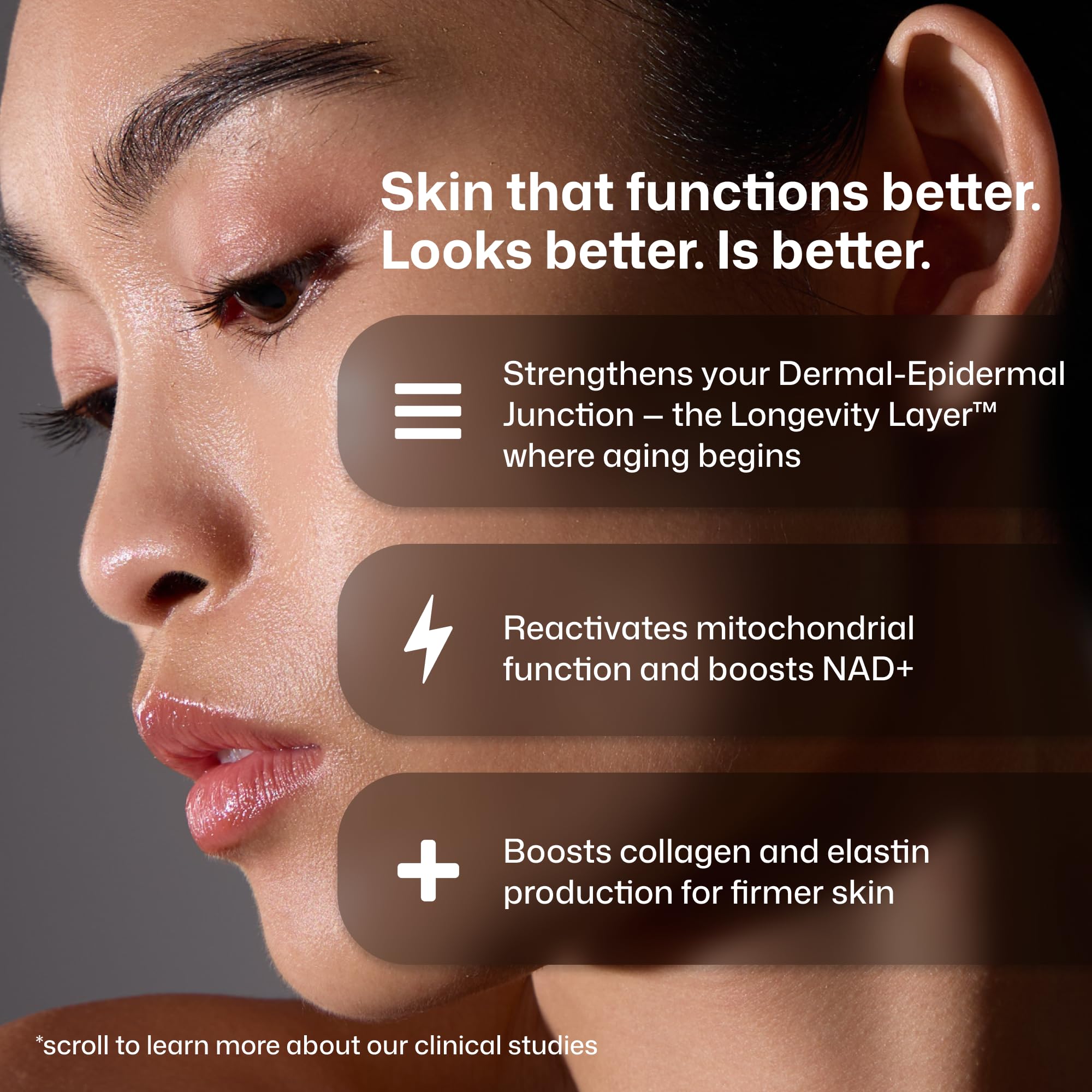 Revision Skincare serum on back of hand demonstrating quick absorption benefit