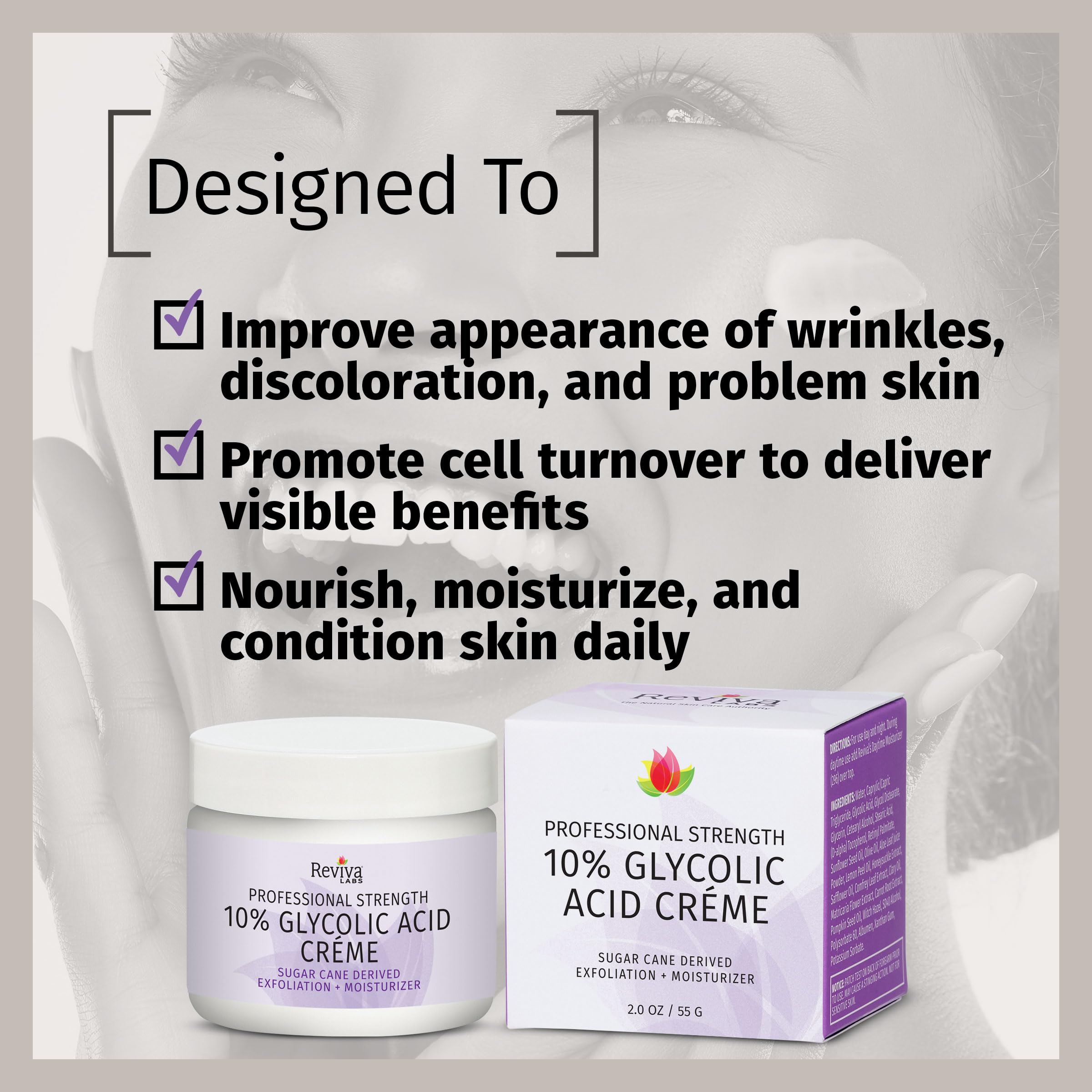 Reviva Labs cream on hand demonstrating lightweight spreadability