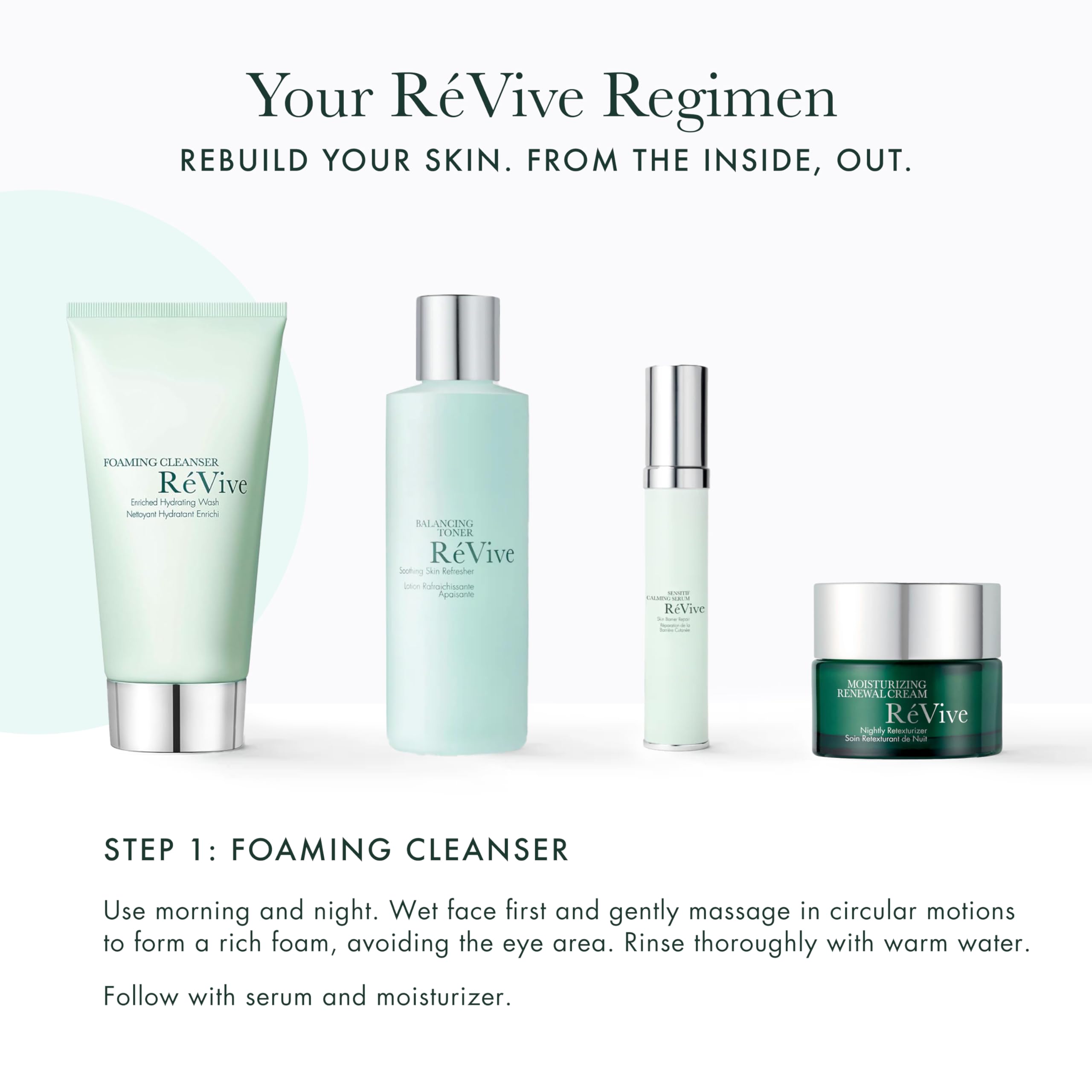 RéVive bottle beside natural ingredients flatlay, highlighting formulation