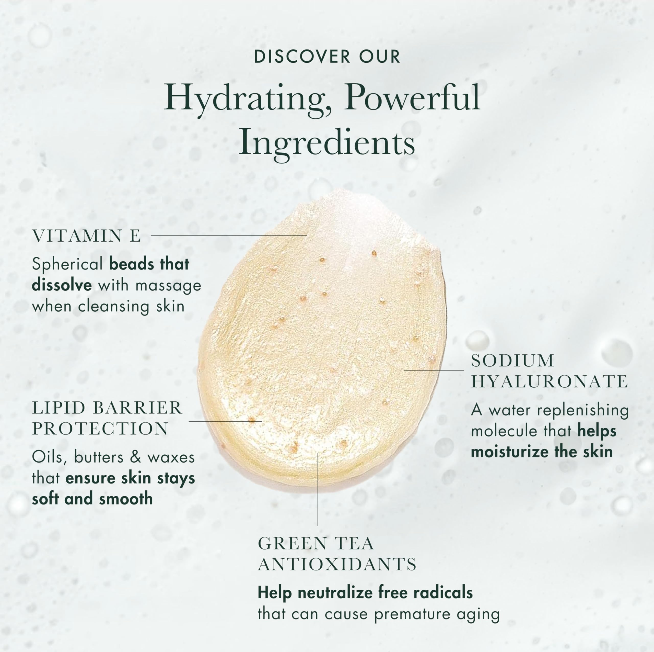 RéVive creamy foam texture close-up demonstrating gentle, hydrating lather