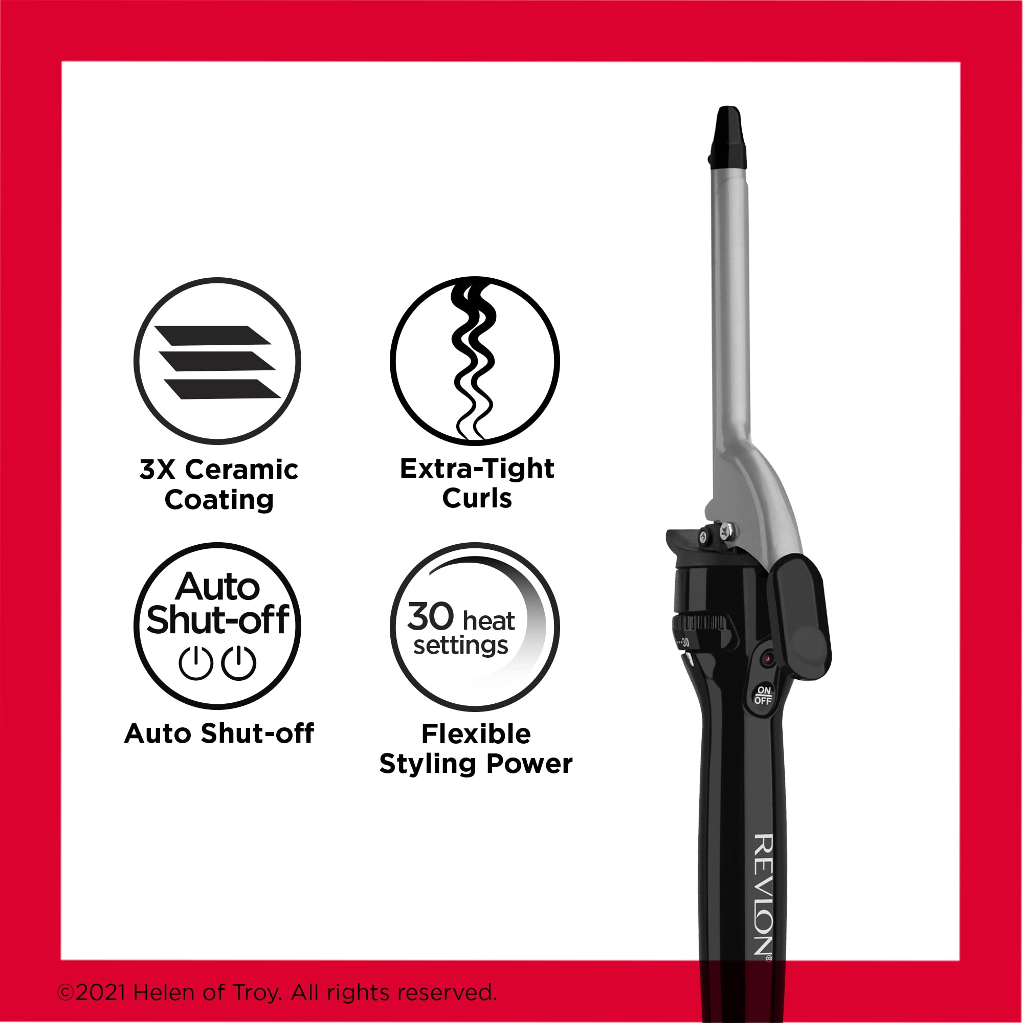 REVLON 1/2 inch barrel with scale demonstrating size for defined curls