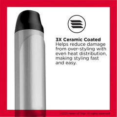 REVLON close-up of triple-ceramic barrel showing smooth finish for even heat