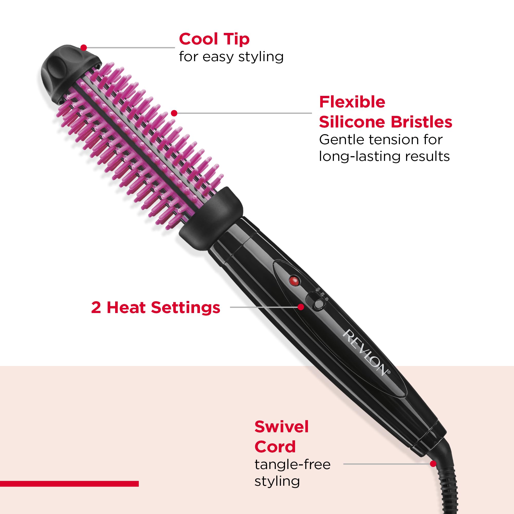 REVLON on indicator light illuminated for fast, reliable heat readiness