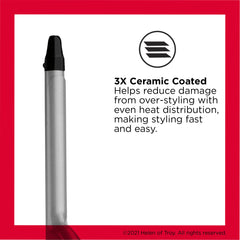 REVLON triple-ceramic barrel closeup delivering even heat distribution benefit