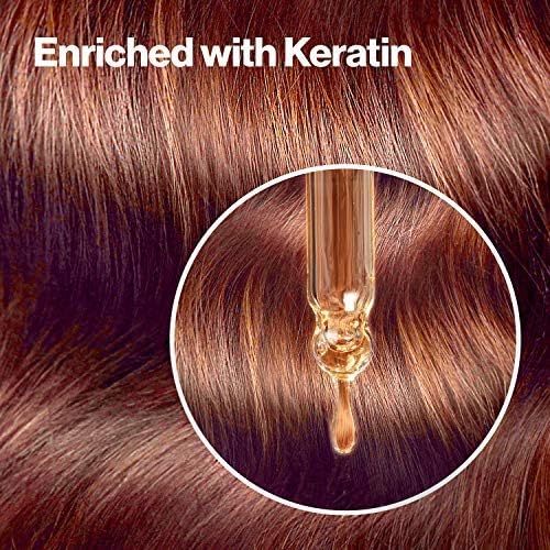 Revlon ColorSilk before and after photo showing richer medium auburn shine