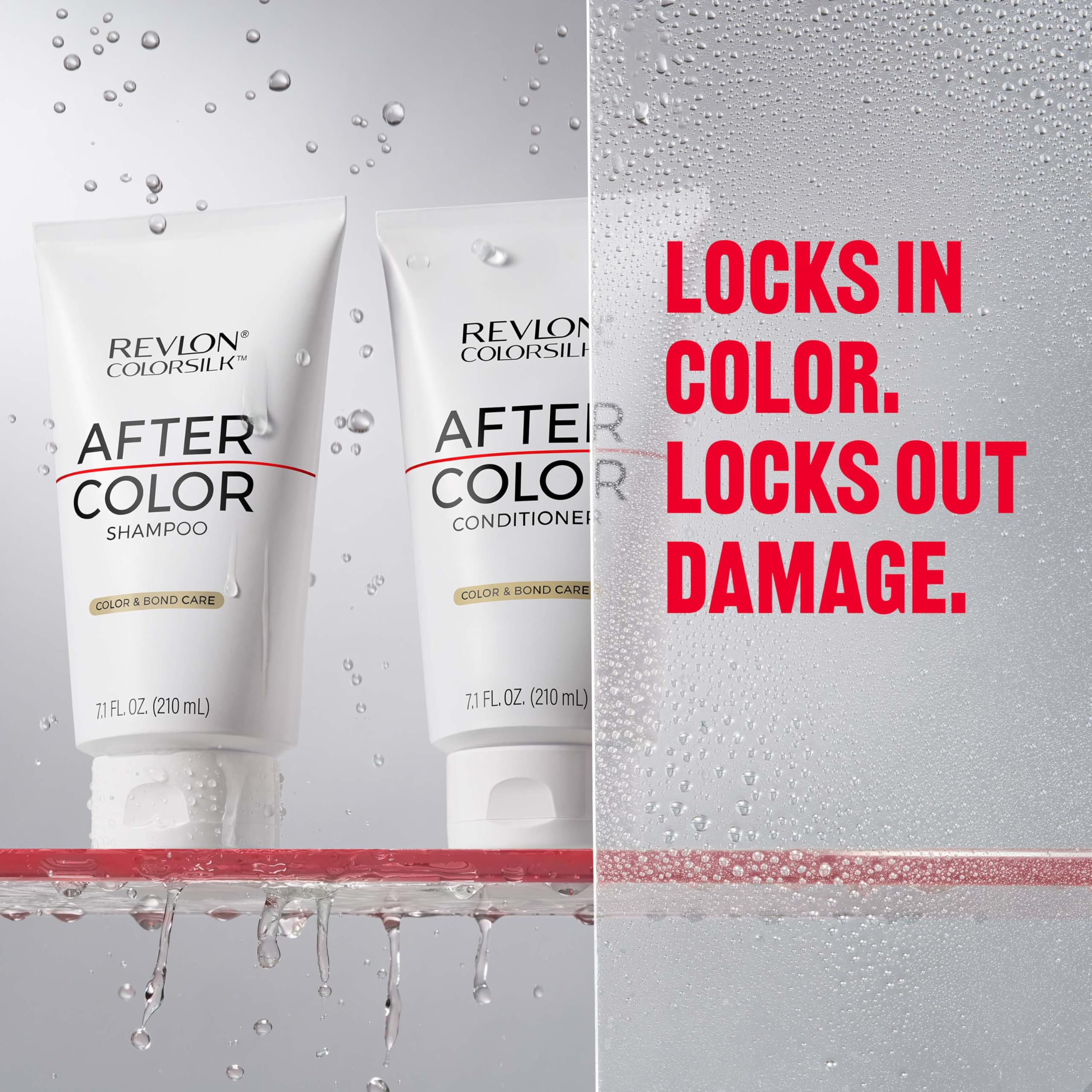 REVLON ColorSilk conditioner being applied to hair for smoother strands